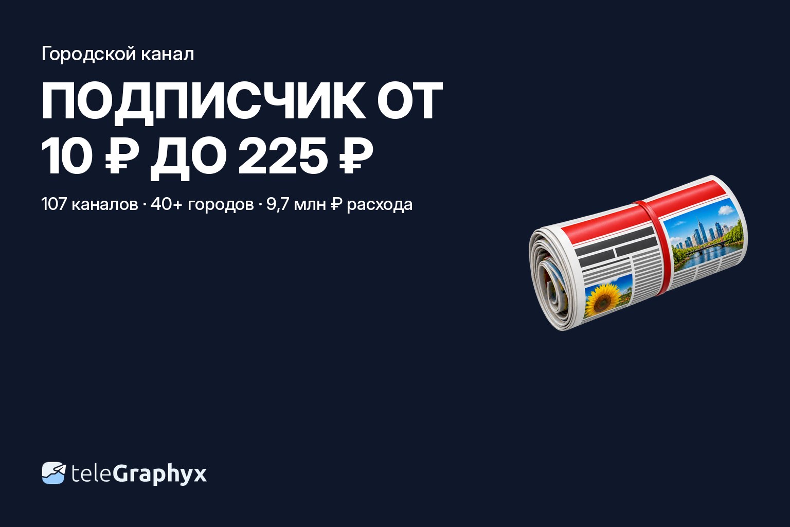 Реклама городского канала: подписчик стоит от 10 до 225 рублей по данным 107 каналов